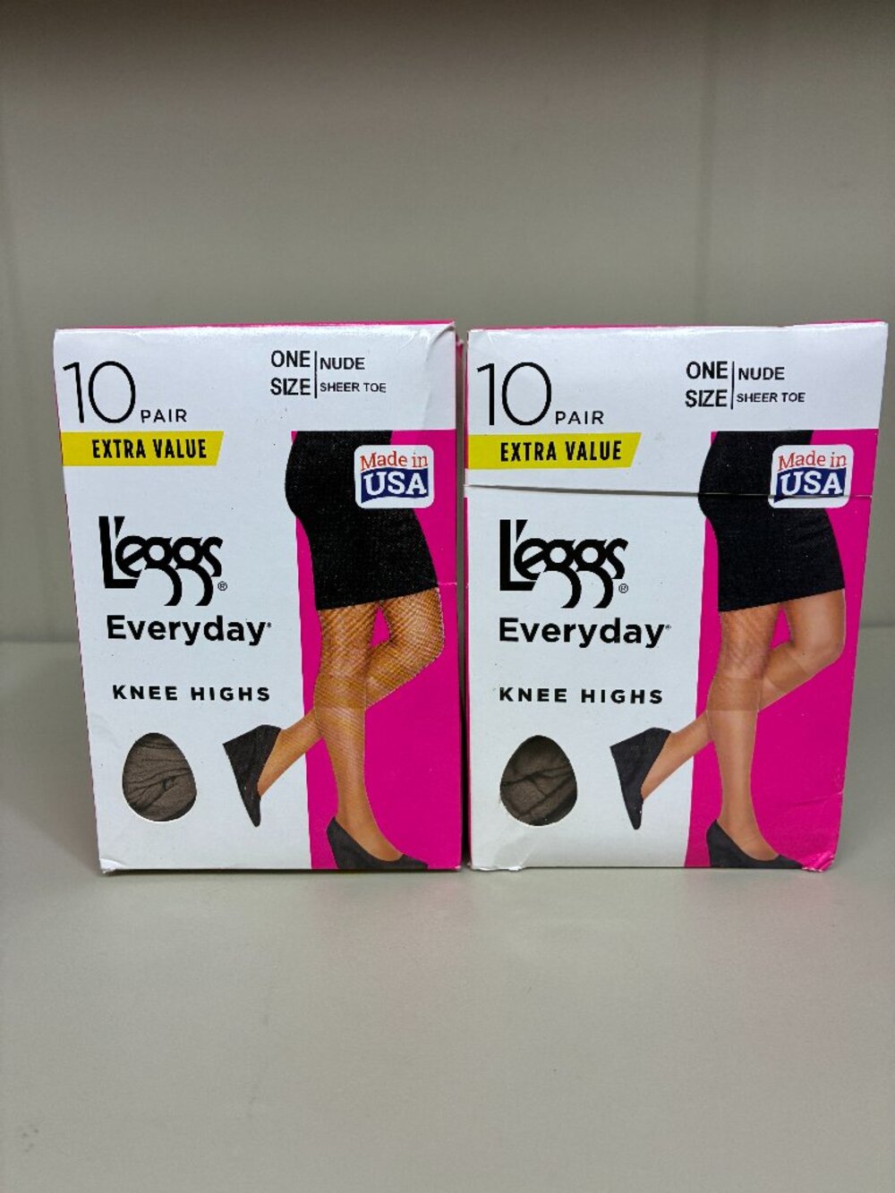 L'eggs Everyday Knee Highs Nude Sheer Toe One Size 10 Pair Lot of 2 (20 Pairs)